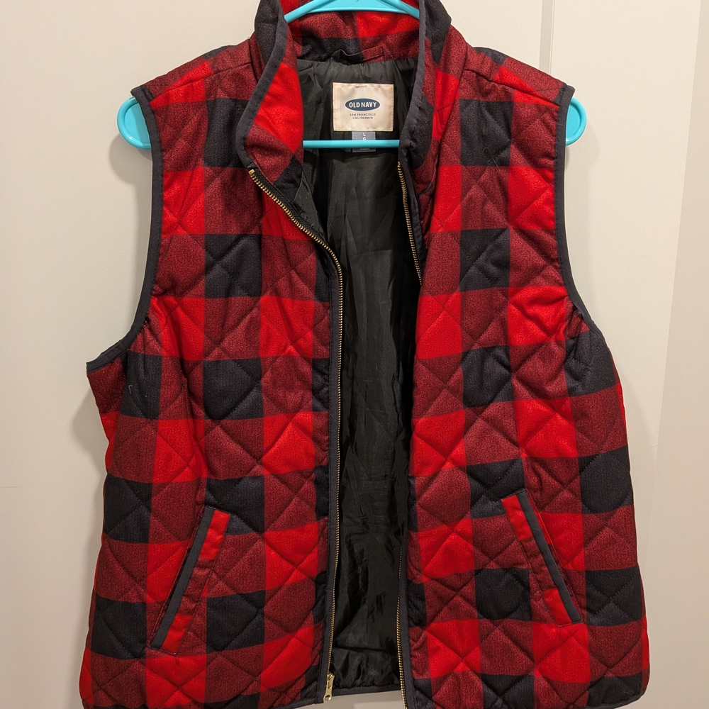 Old Navy Red and Black Checkered Vest
